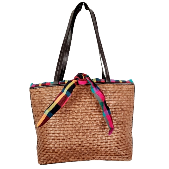 Preston & York Handbags - Preston And York Ribbon Closure Straw Tote